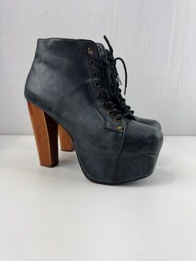 Campbell Havana Women's Black Lace-Up Platform Ankle Boots